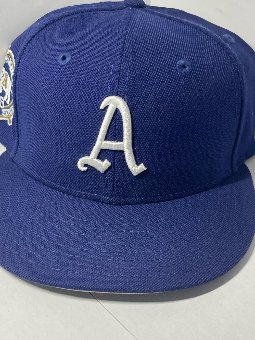 New Era Cooperstown Collection Blue 100% Wool 59FIFTY Fitted Hat Size 7 3/8 Rare